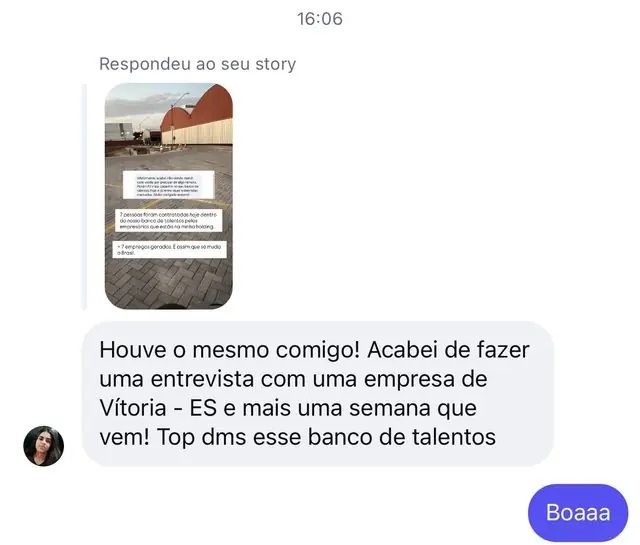 Mensagem: entrevista com empresa de Vitória